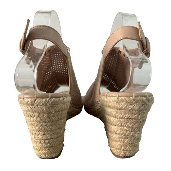 Marc Fisher Senton Suede Espadrille Studded Tan Wedges Sandals Size 7.5 - Picture 10 of 14
